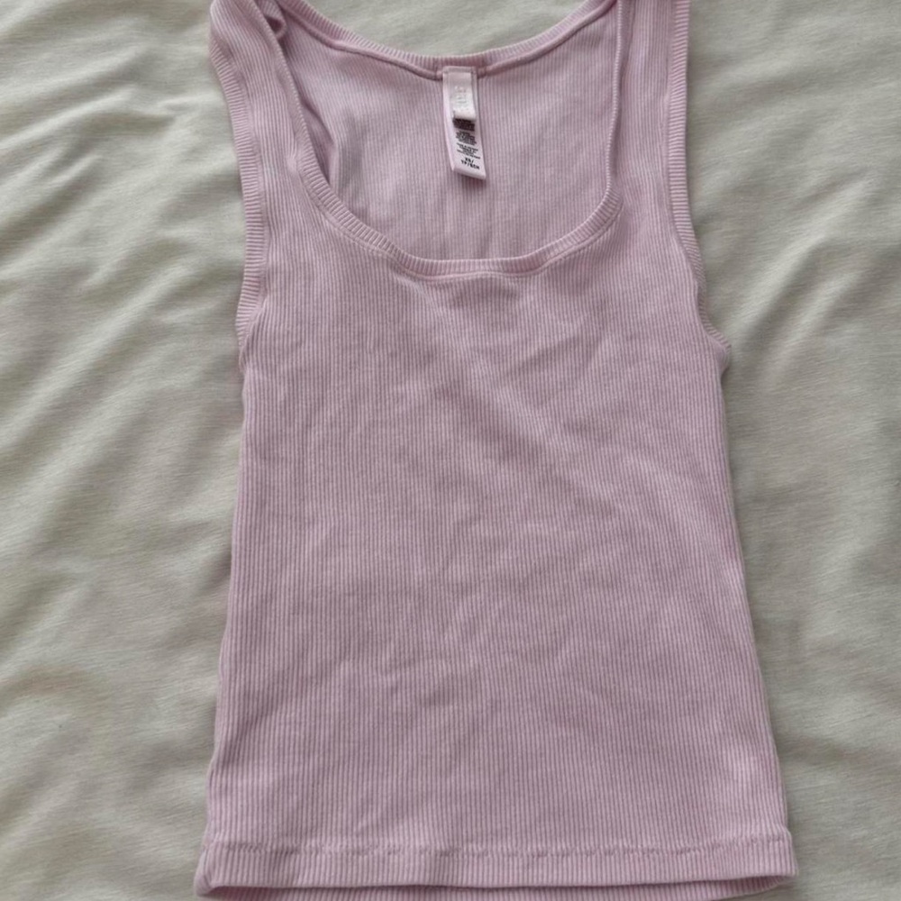 SKIMS baby pink cotton rib tank top